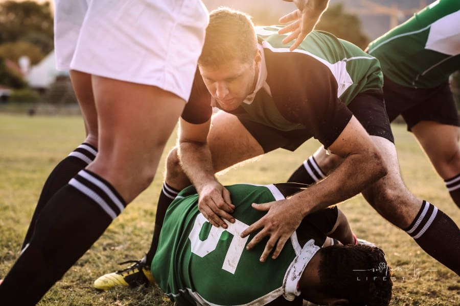 Intense Rugby Game Action