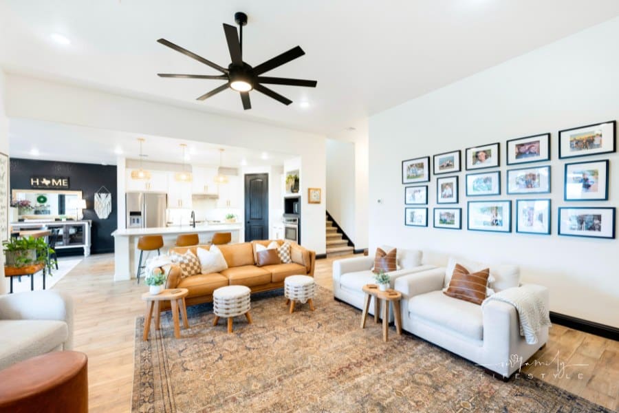 Modern Living Room with Open Kitchen Layout