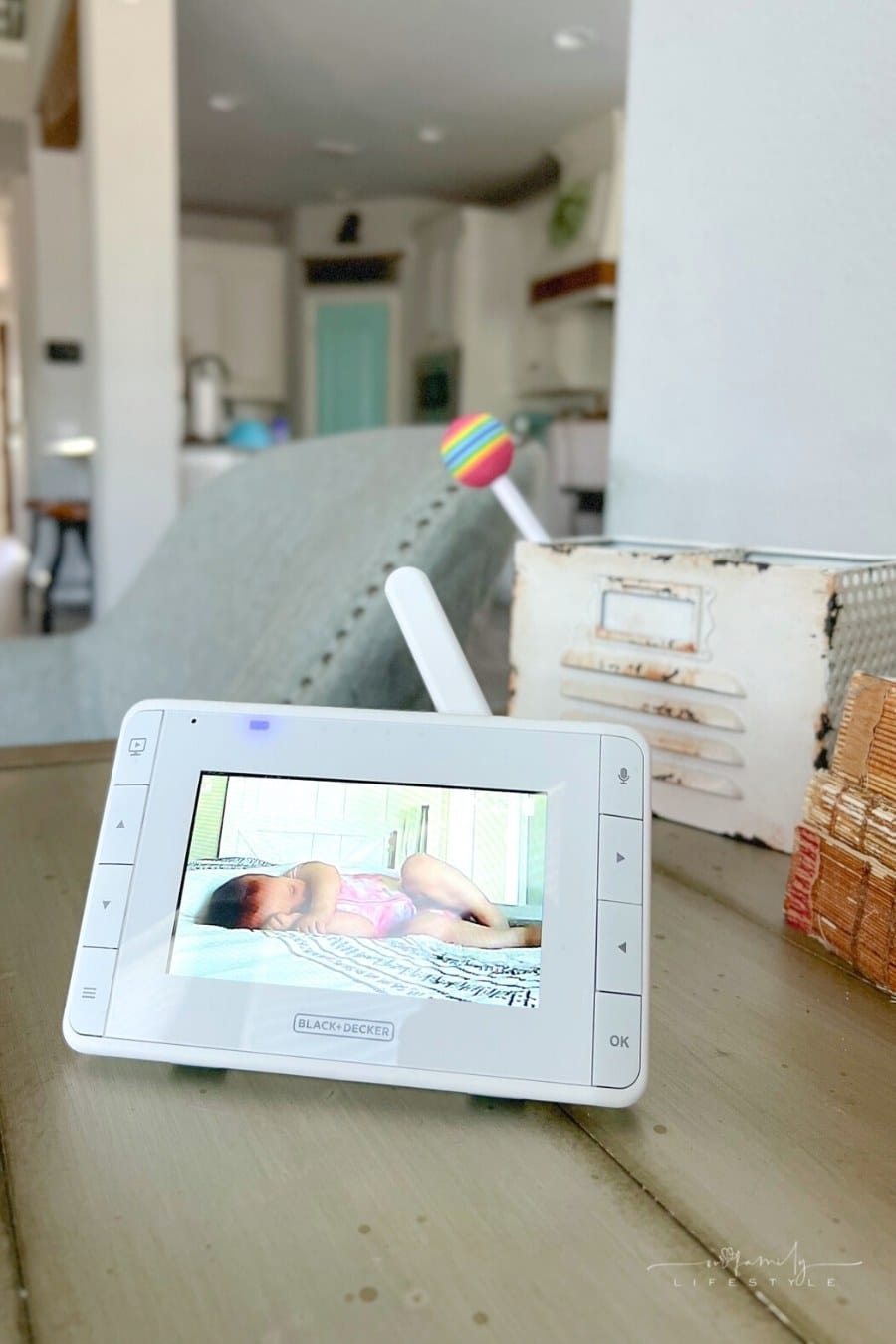 sleeping toddler on baby monitor