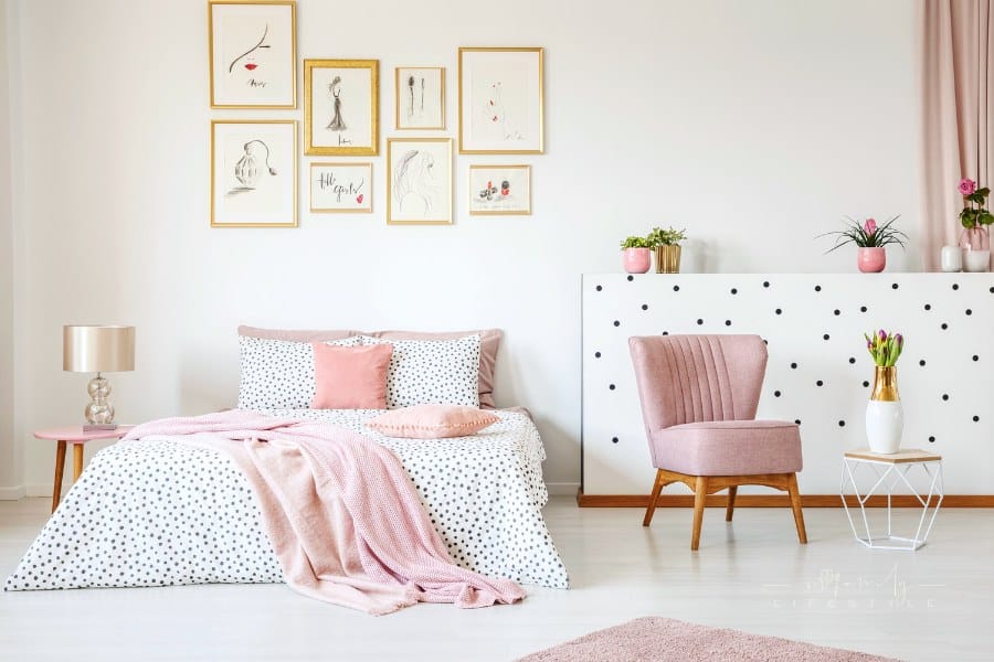 Pink studio bedroom interior