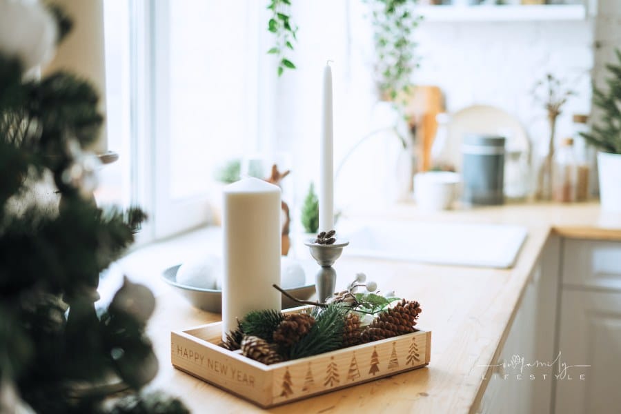 Christmas Decorations on Kitchen Counter