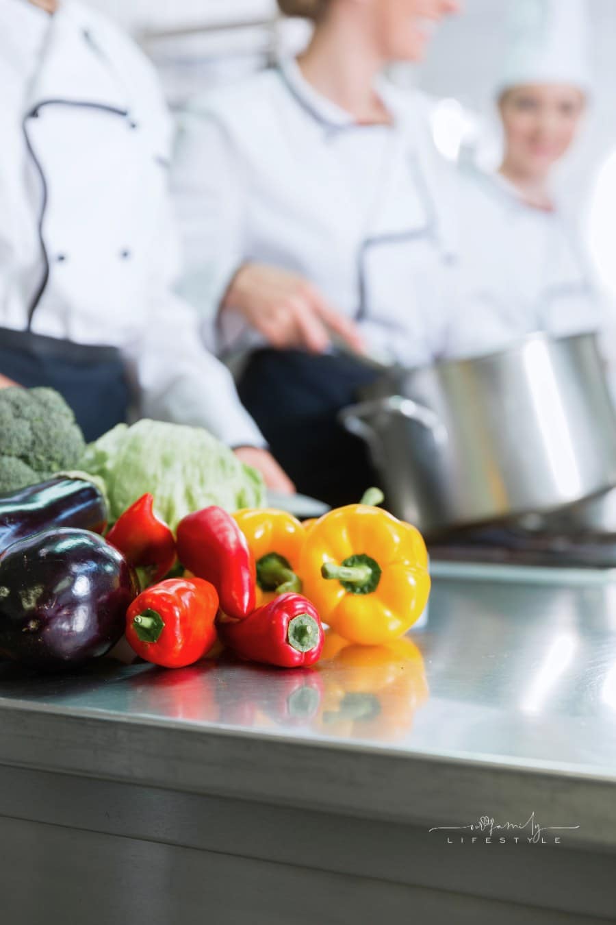 Chefs Preparing Meals in Commercial Kitchen