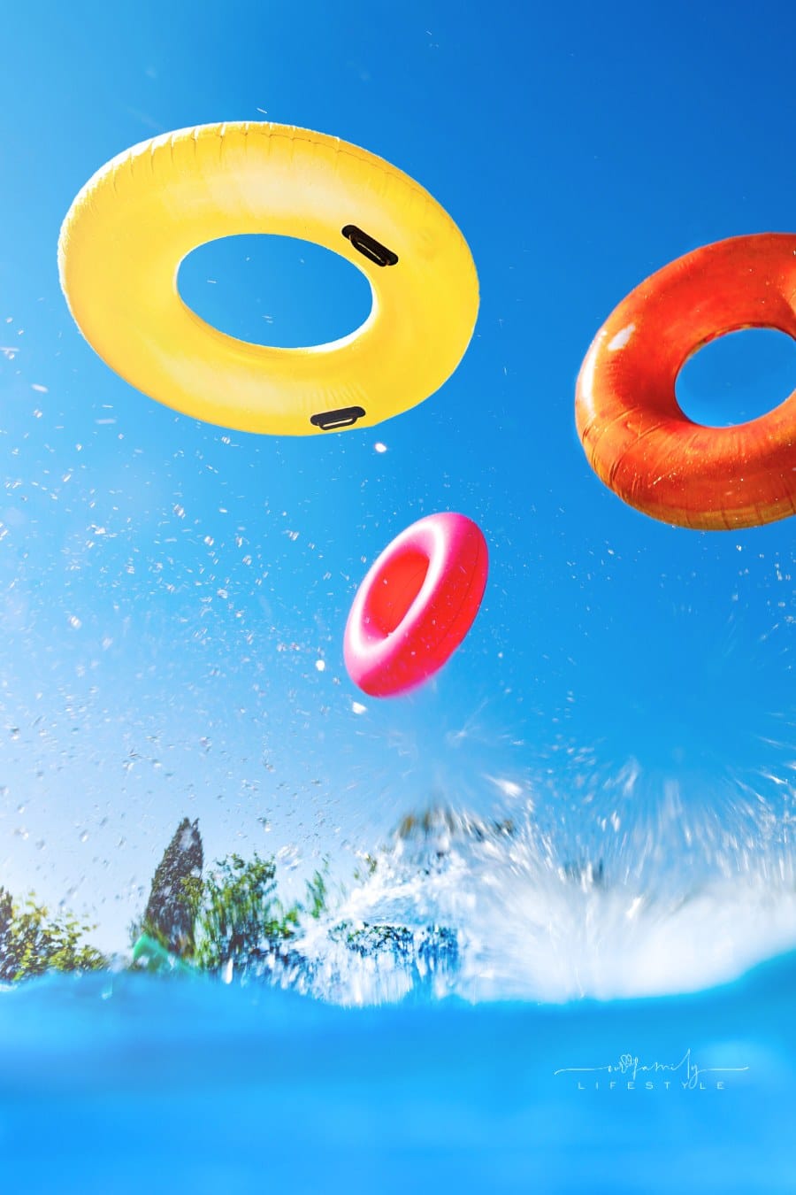 Inflatable Floaties Doughnuts Rings Fall in the Pool