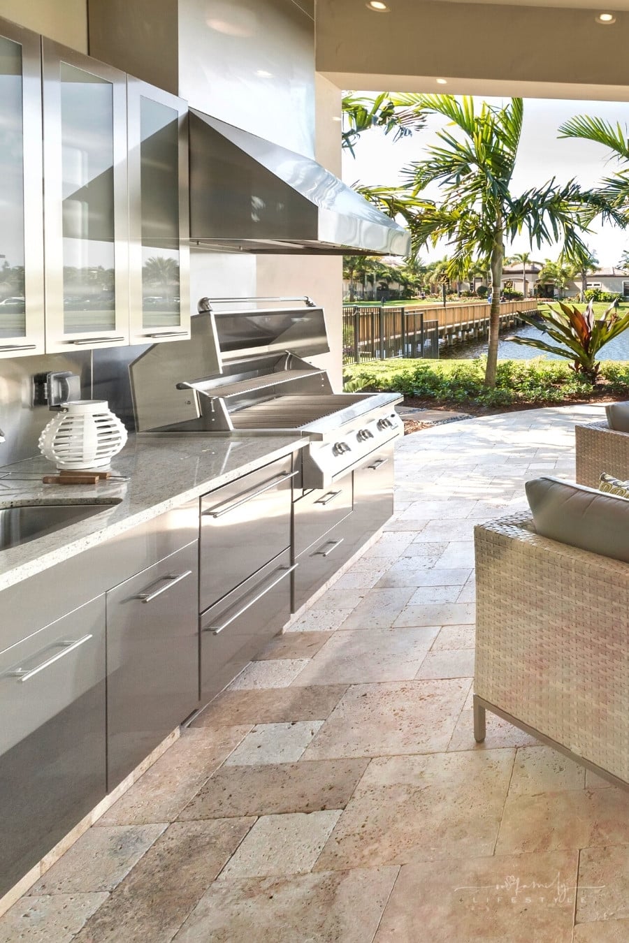 luxurious outdoor kitchen under patio