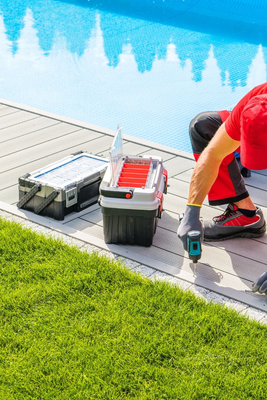 Pool Specialist Installing the Composite Deck