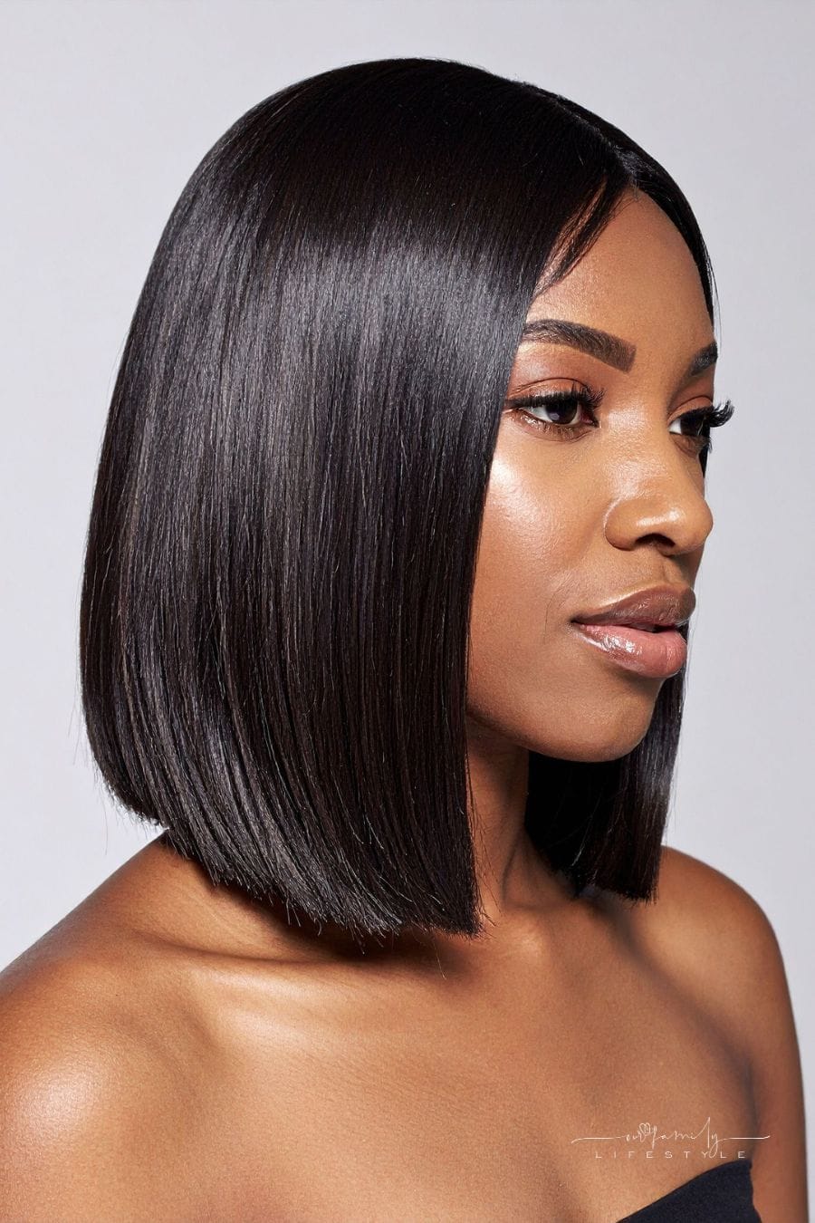 Portrait of African American Woman with Bob Haircut