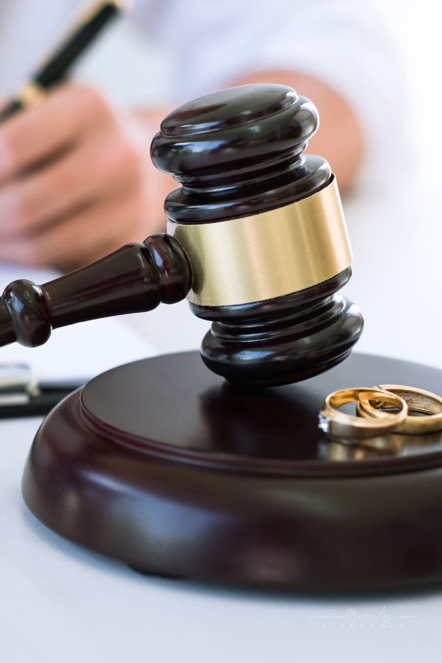 Contract of divorce (dissolution or cancellation) of marriage, husband during divorce process and signing of divorce contract