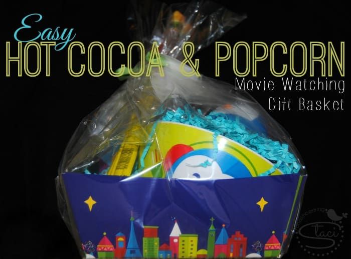 Easy Hot Cocoa and Popcorn Movie Watching Gift Basket
