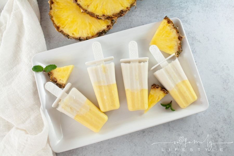Layered Piña Colada Popsicles