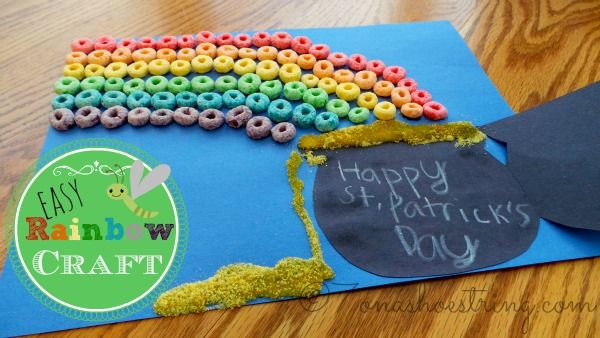 Easy Froot Loops Rainbow Craft for Kids for St. Patrick’s Day