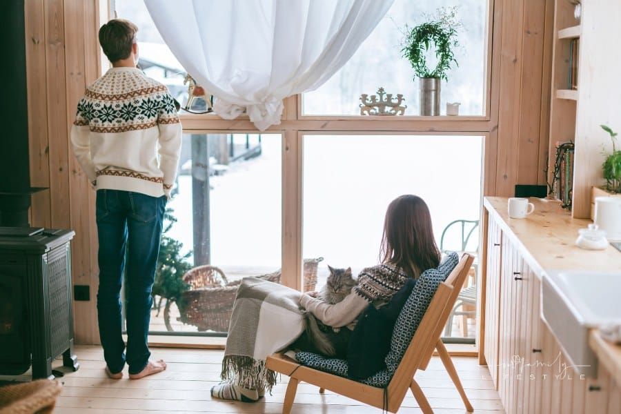 Family Staycation in Winter Cabin