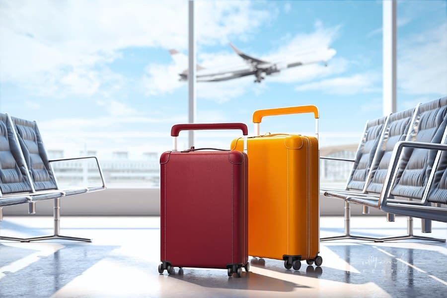 Travel suitcases at the airport.