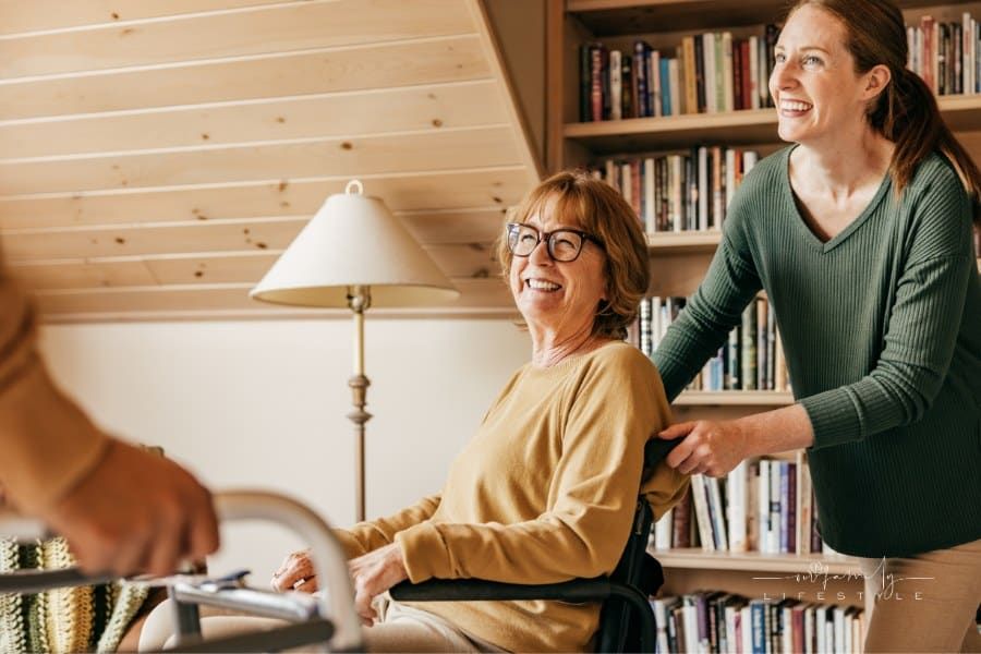 Woman Taking care of her aging parents