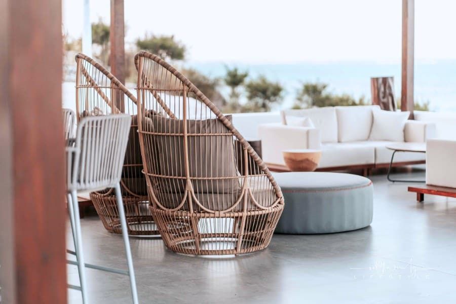 brown wicker furniture on patio