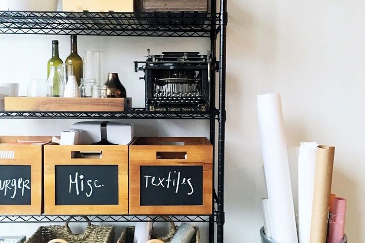 Organized shelf of styling props