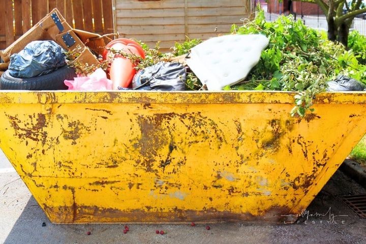Rubbish Skip - builders bin in front of house
