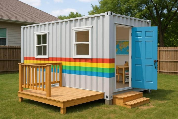 Shipping Container Backyard Playhouse