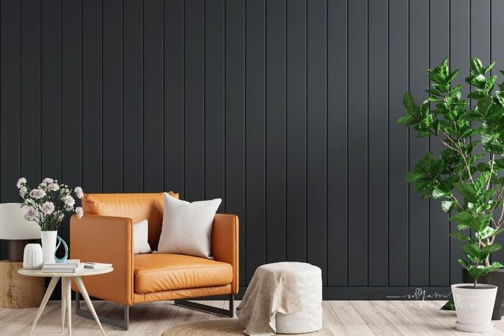Living Room Interior with Dark and Earth Tones