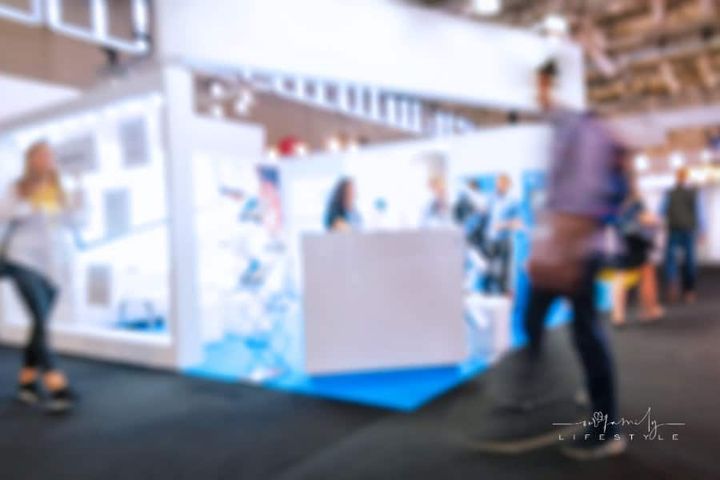 Intentionally Blurred Trade Fair Background, with Copy Space