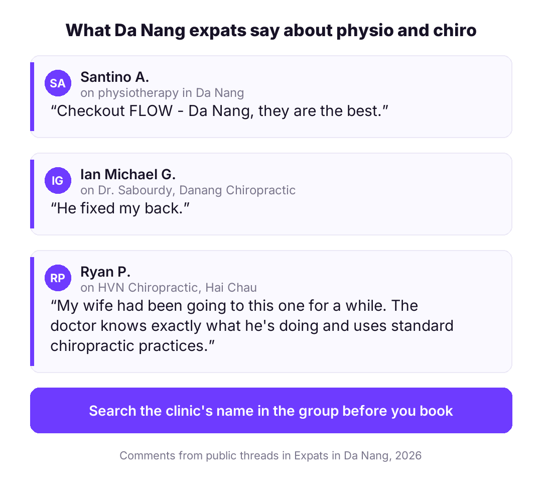 What Da Nang expats say about physio and chiropractic care