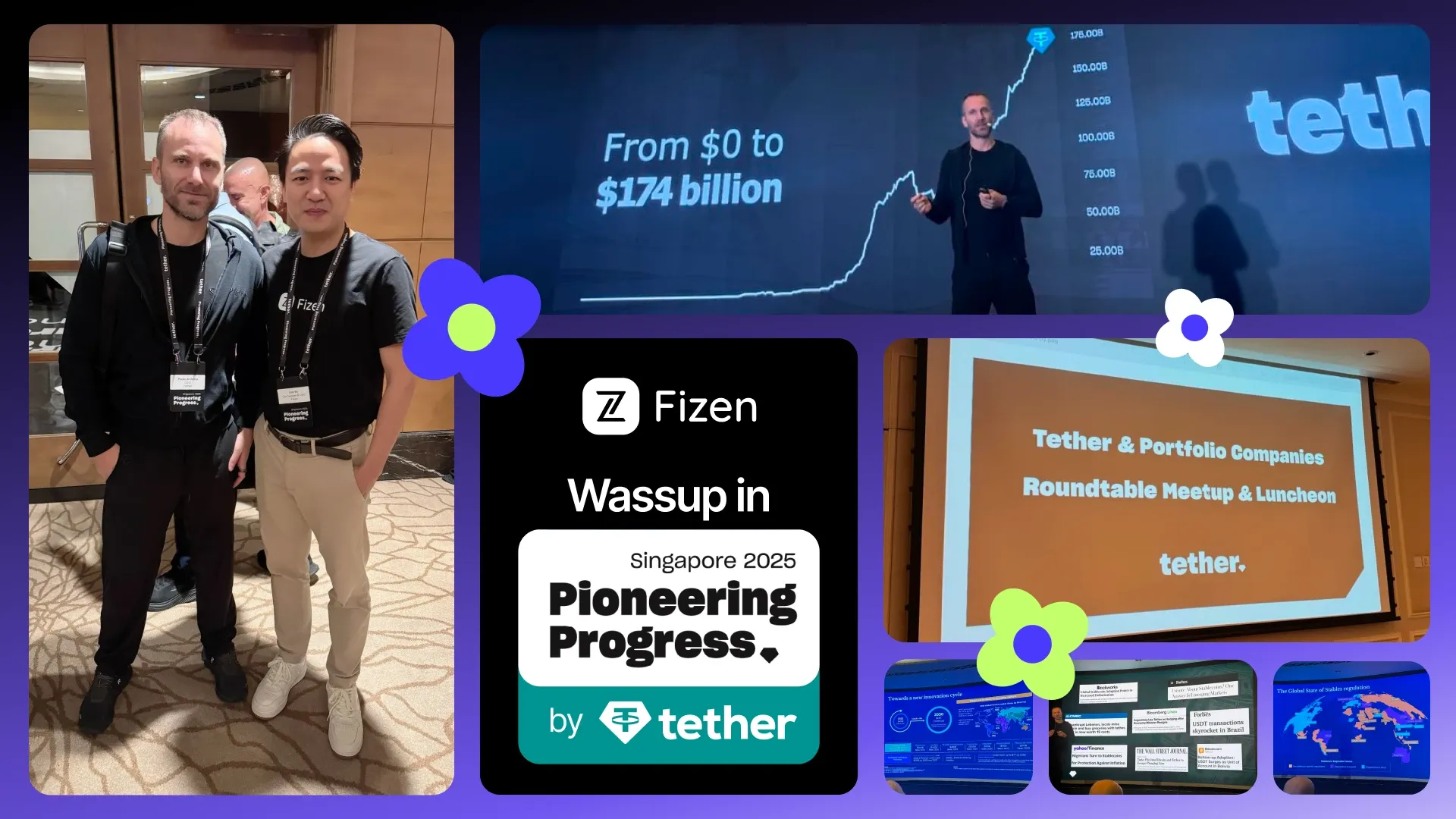 Fizen CEO and founder Leo Vu with Tether CEO Paolo Ardoino in Singapore, 2025
