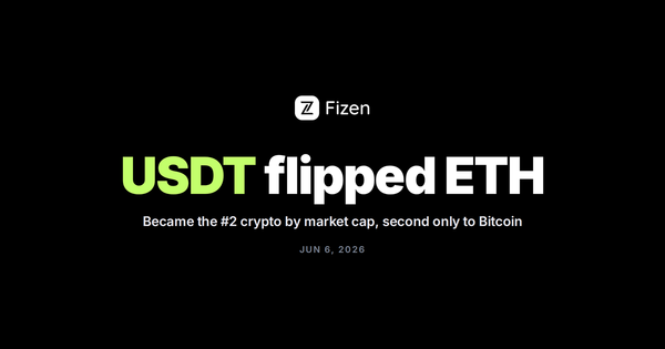 USDT flipped ETH to become the #2 crypto by market cap on June 6, 2026, second only to Bitcoin