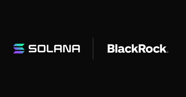 Solana and BlackRock logos side by side on black