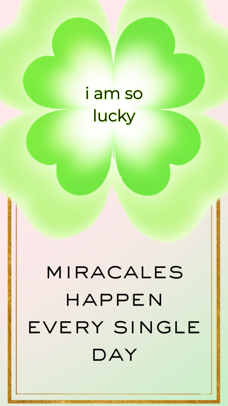 Lucky girl affirmation quote graphic for March with St. Patrick’s Day theme, money manifestation, financial abundance and make money from home inspiration for women over 40, shamrock and green theme