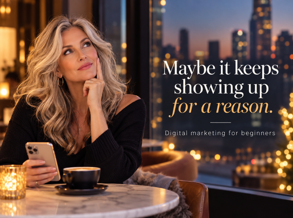 Thoughtful woman with her finger curled under her chin, looking at a laptop and phone as she considers digital marketing as a way to make money from home.