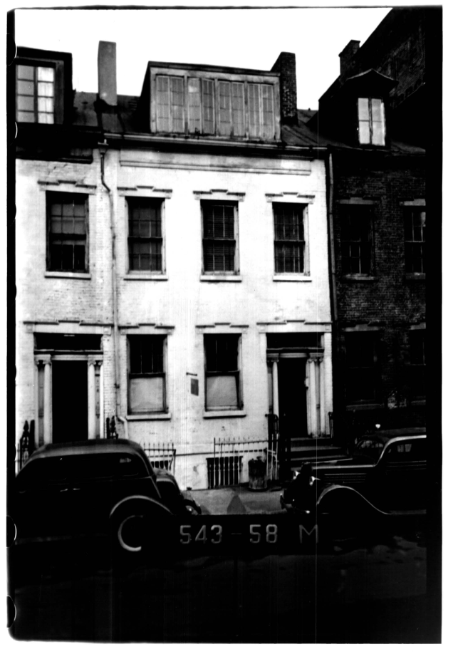 Photo of Greenwich Village brownstones. 129 MacDougal Street, c/o NYC Dept of Taxes 1939