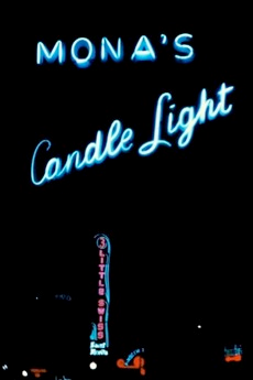 Mona's Candlelight film still of the neon and building.