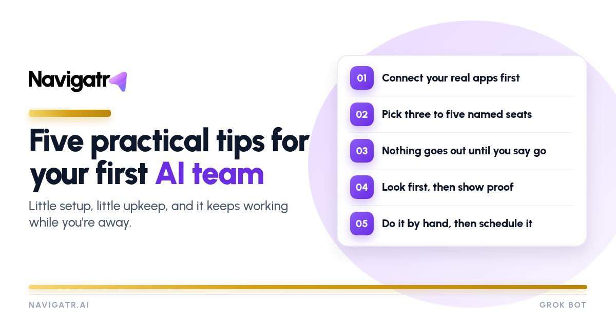 Five practical tips for your first AI team