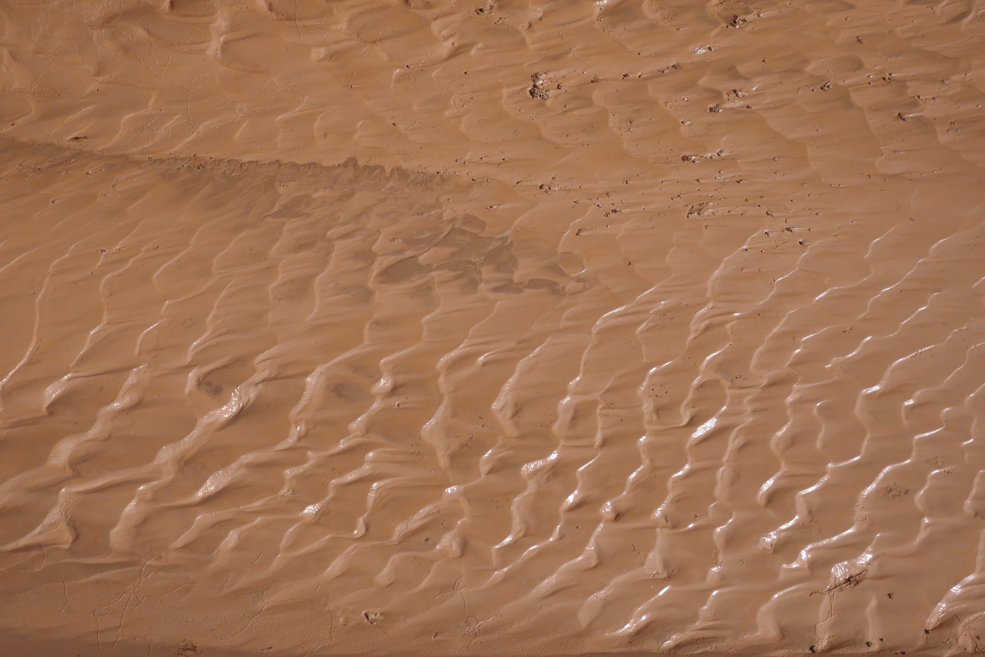 Des marques au sol laissées par l'eau et le vent dans le désert de la Tatacoa dans le département du Huila en Colombie