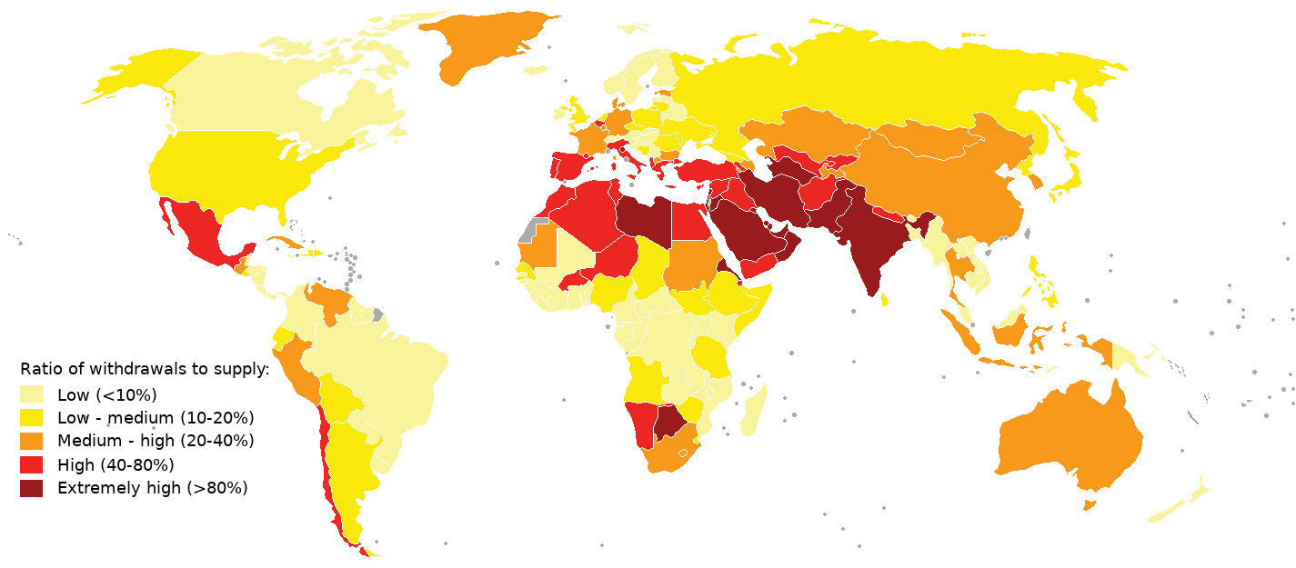 Carte de la situation du stress hydrique dans le monde en 2019 établie par le World Ressources Institute