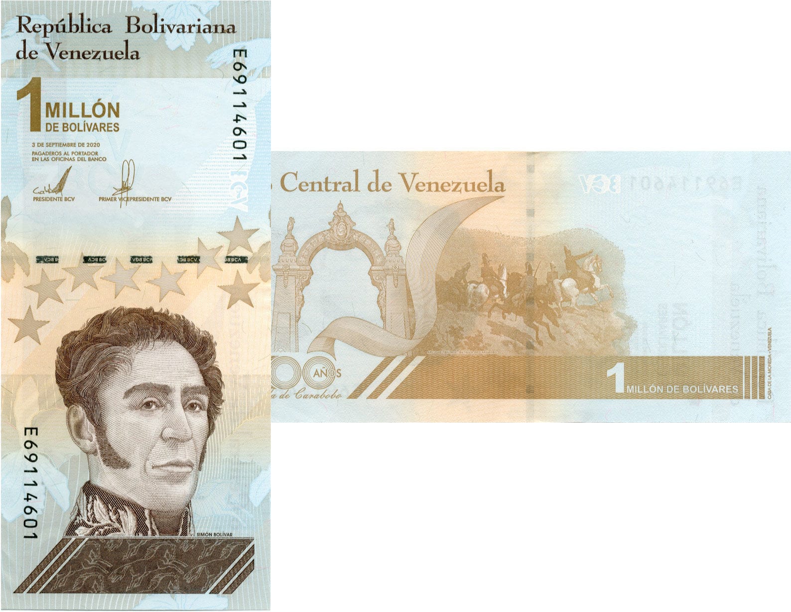 Billet d'un million de bolivar au Vénézuela.