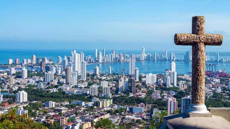 Vue de Cartagena en Colombie depuis le couvent de la Popa.
