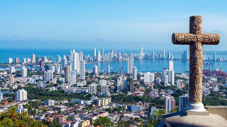 Vue de Cartagena en Colombie depuis le couvent de la Popa.