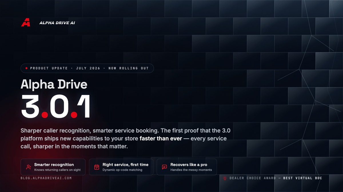 Alpha Drive 3.0.1: Sharper Caller Recognition, Smarter Service Booking