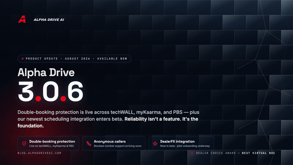Alpha Drive AI 3.0.6: Rock-Solid Appointment Integrity & Our Newest Integration