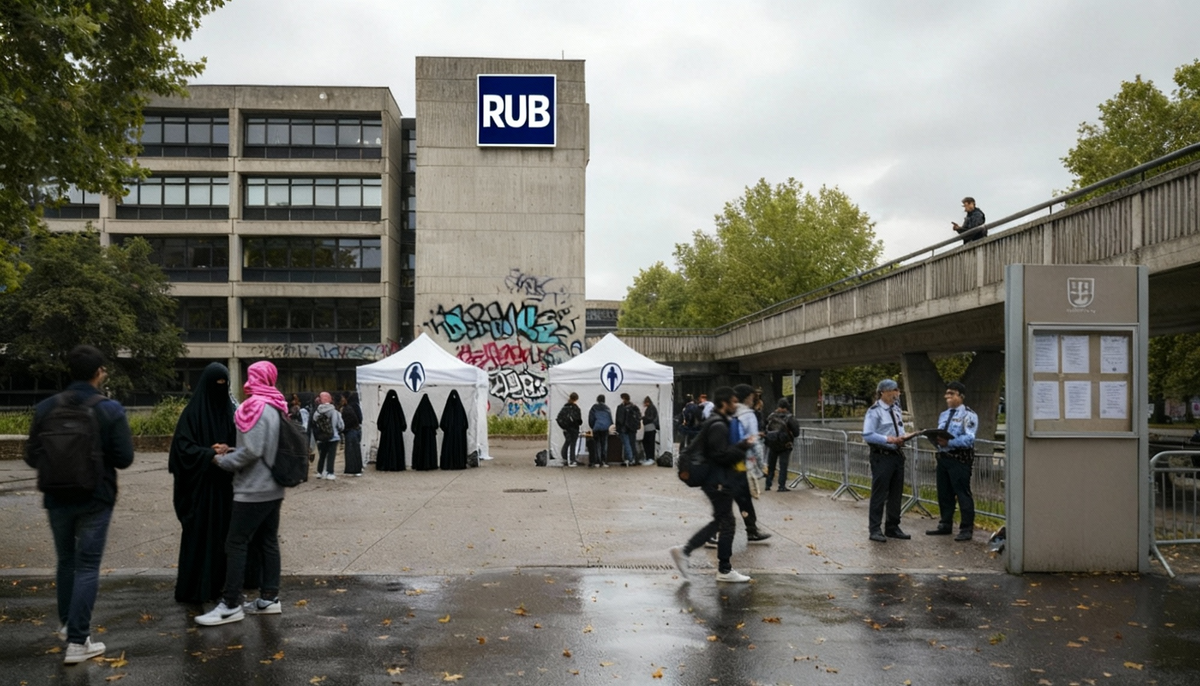 „Muslimstudents NRW“ werben vor der Ruhr-Uni – getrennte Stände. TU-Chefin Rauch rügt gleichzeitig Islamismus-Vortrag