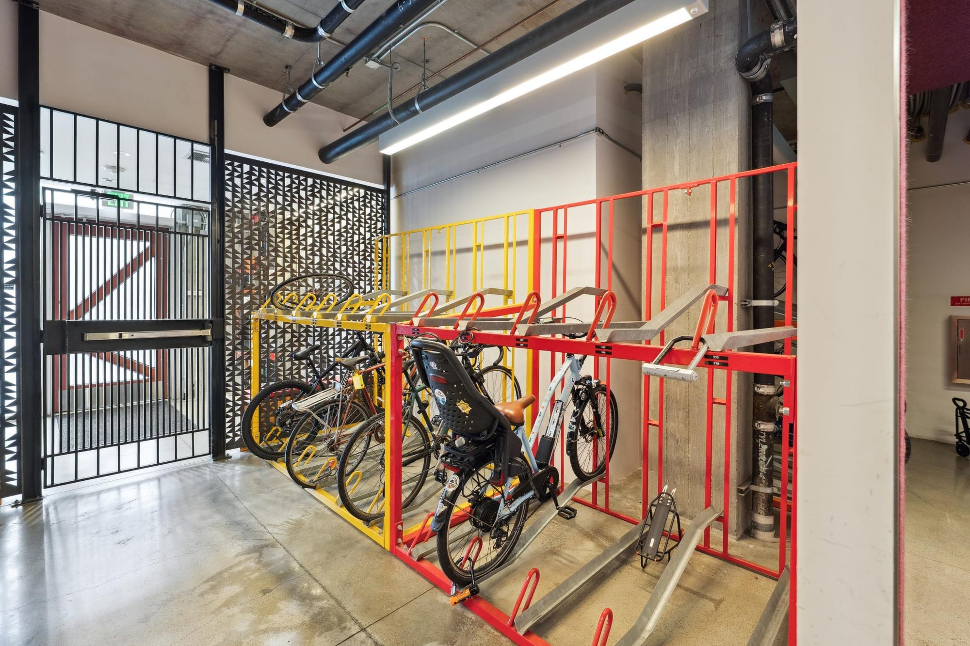 Secure bike storage at 388 Fulton