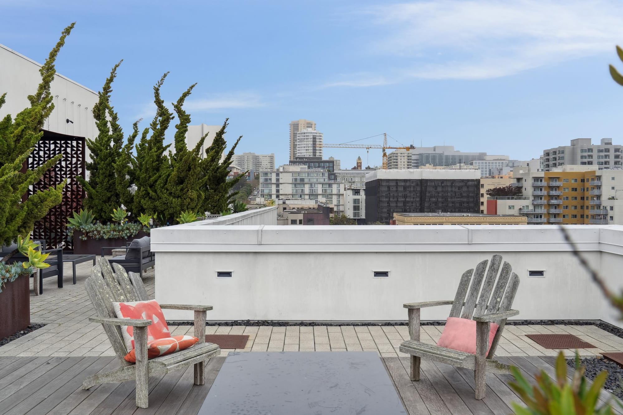 Rooftop deck looking toward SoMa at 388 Fulton