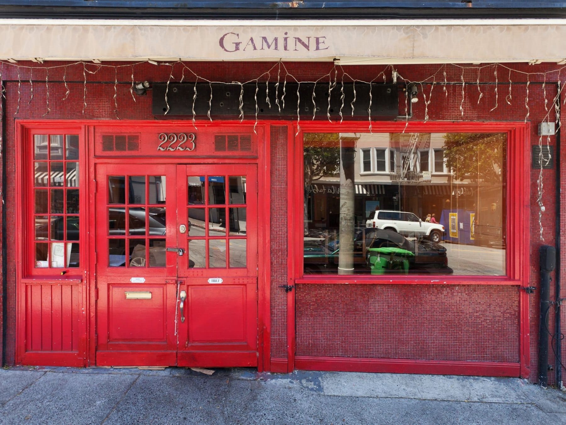 A red bistro storefront on Union Street