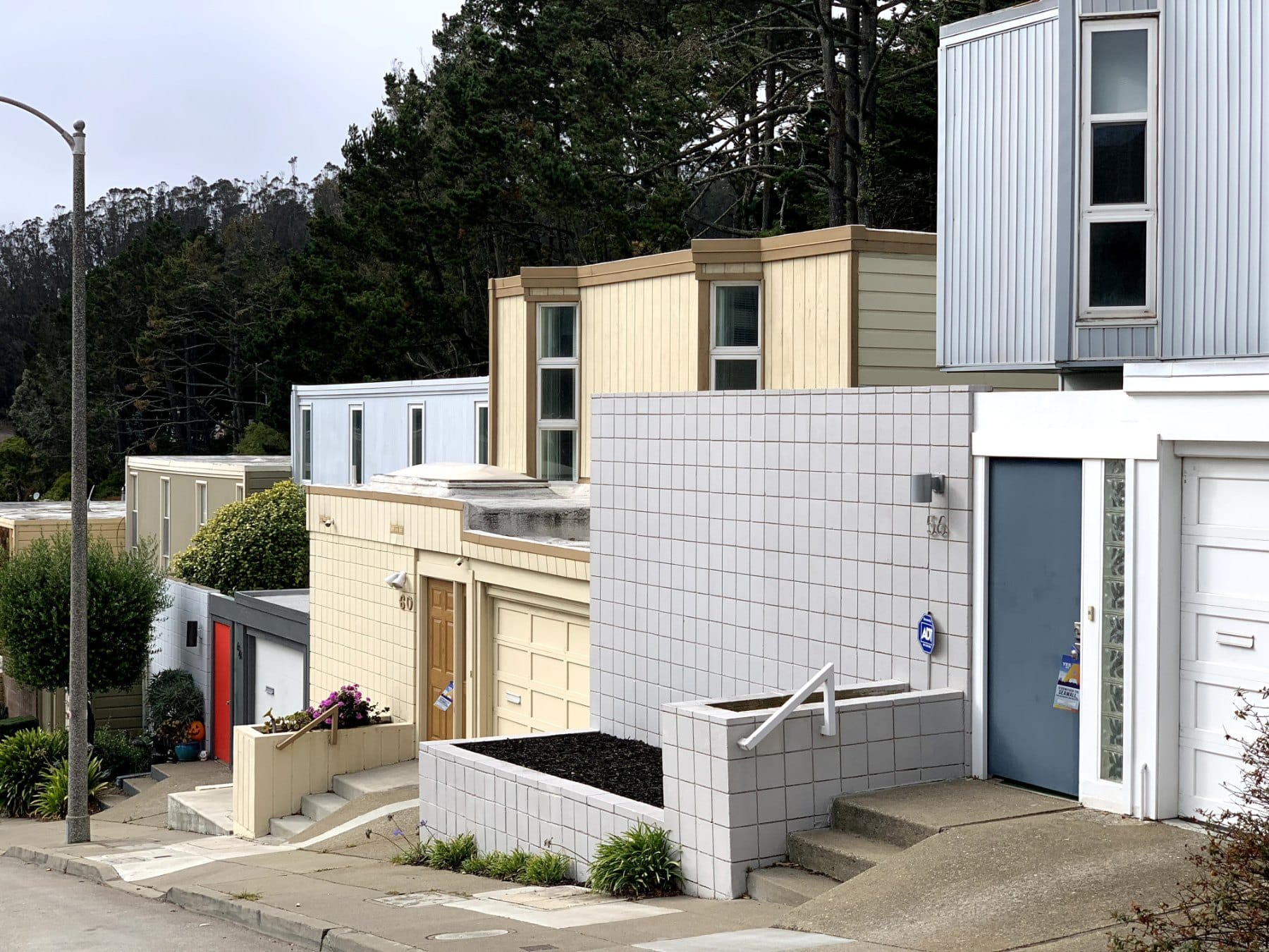 Modern townhomes on a Diamond Heights street