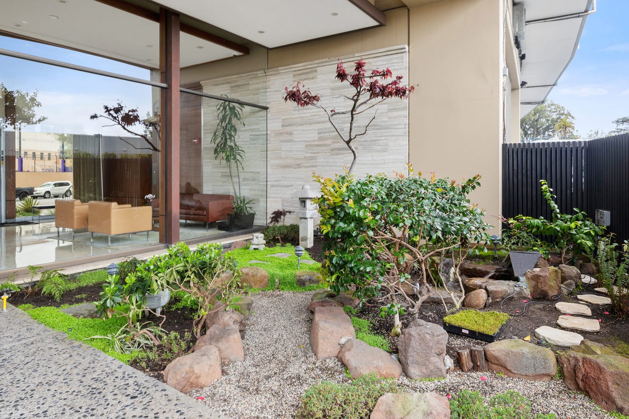 The Zen garden outside the Fontana East lobby