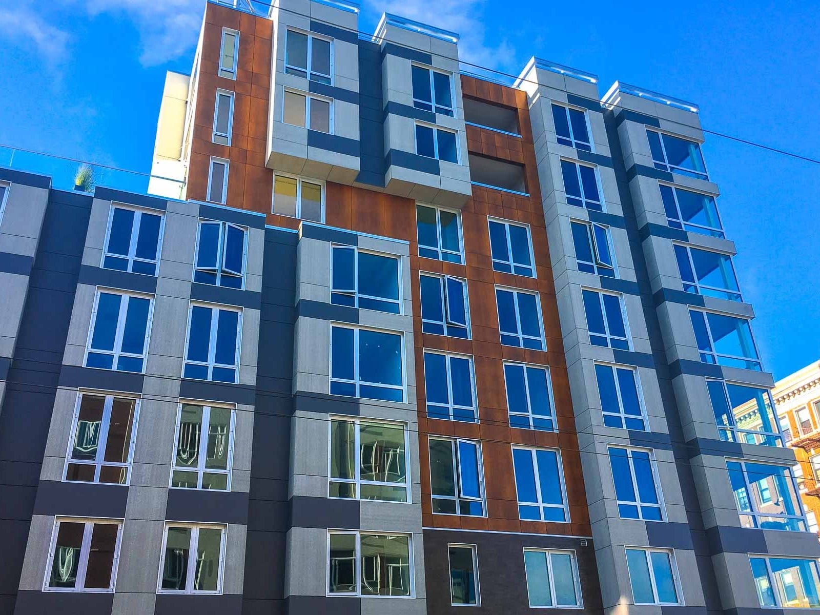 Newer condo building near Market Street in Hayes Valley