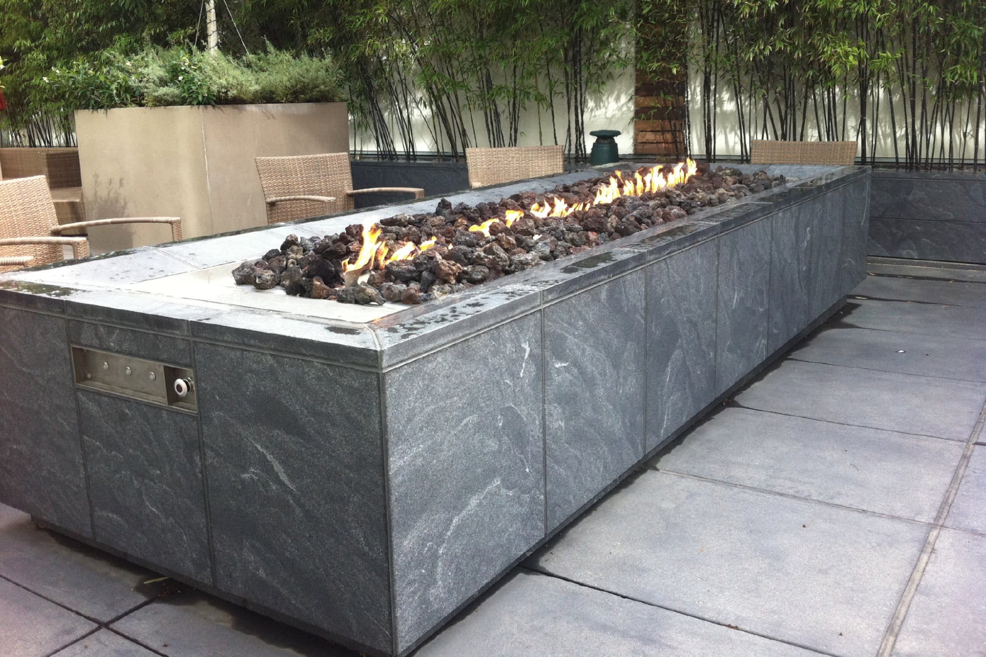 Fire pit on the landscaped terrace at Millennium Tower