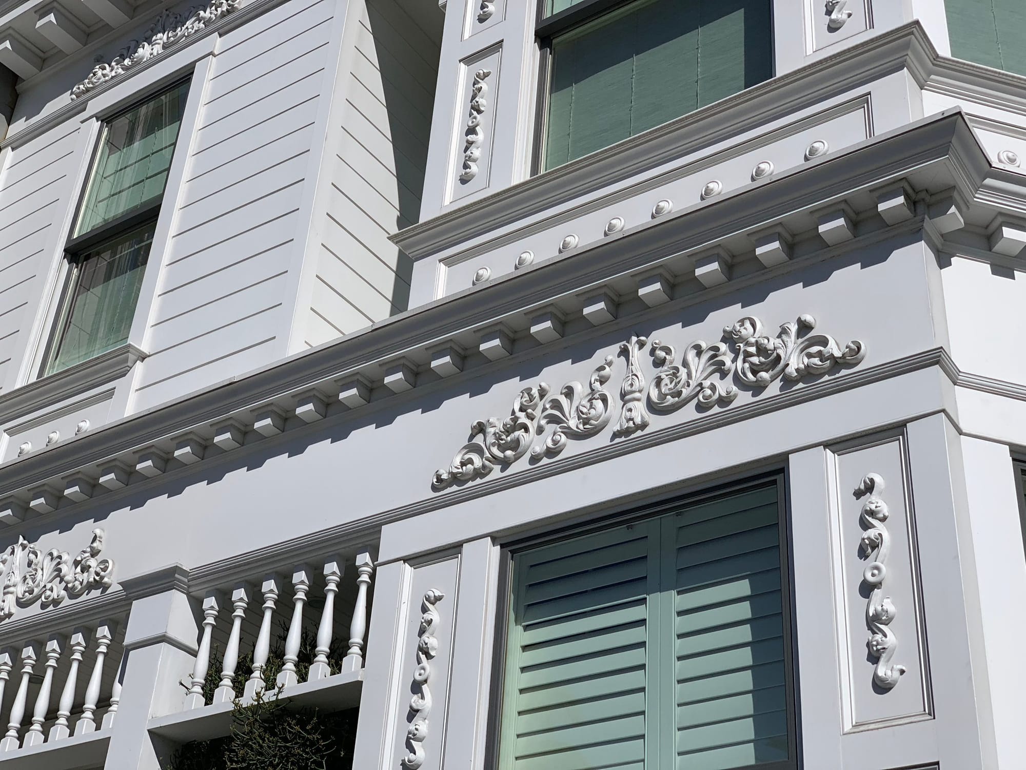 Restored Victorian facade detail in Noe Valley