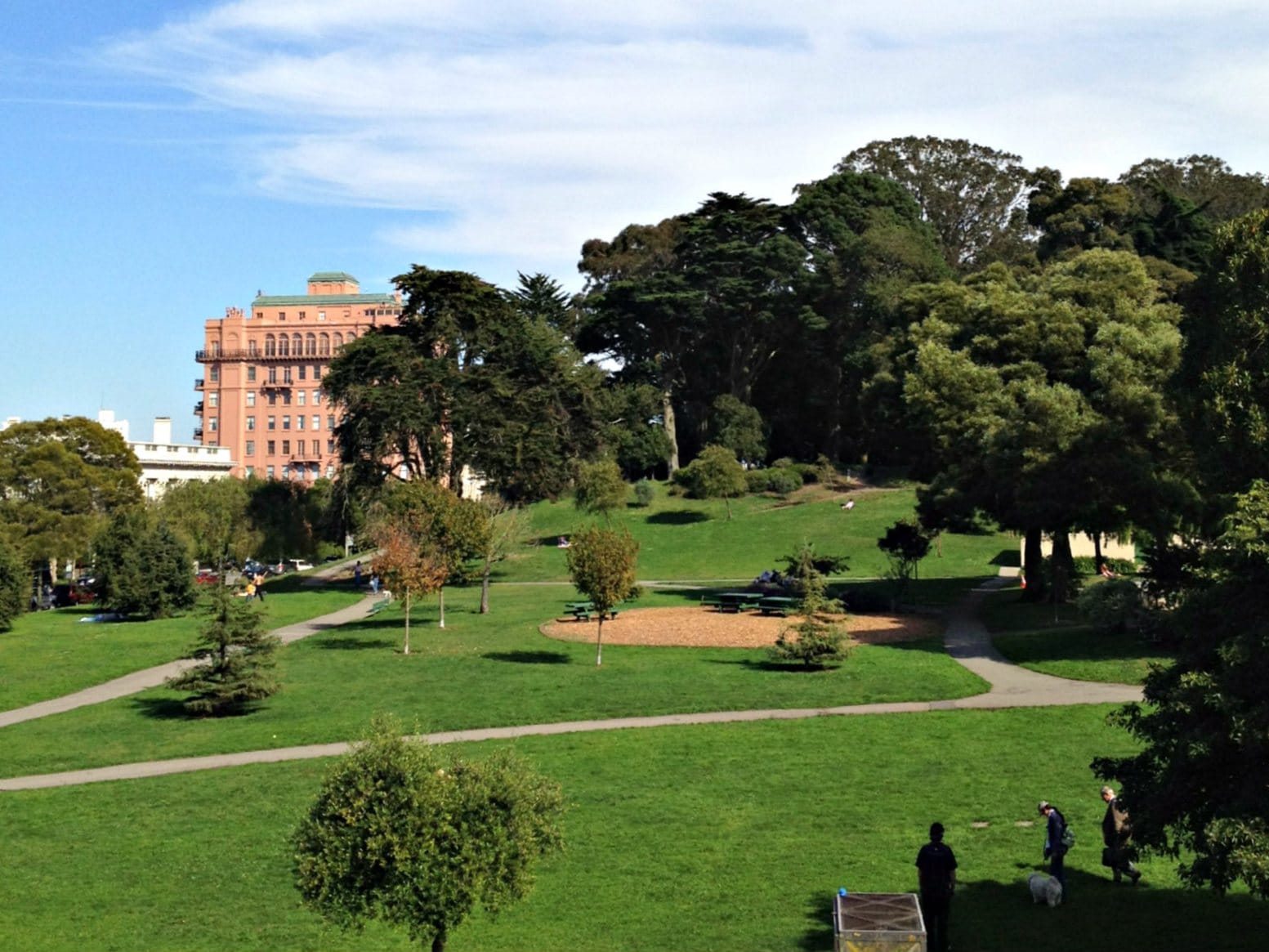 Lawns and paths in Lafayette Park