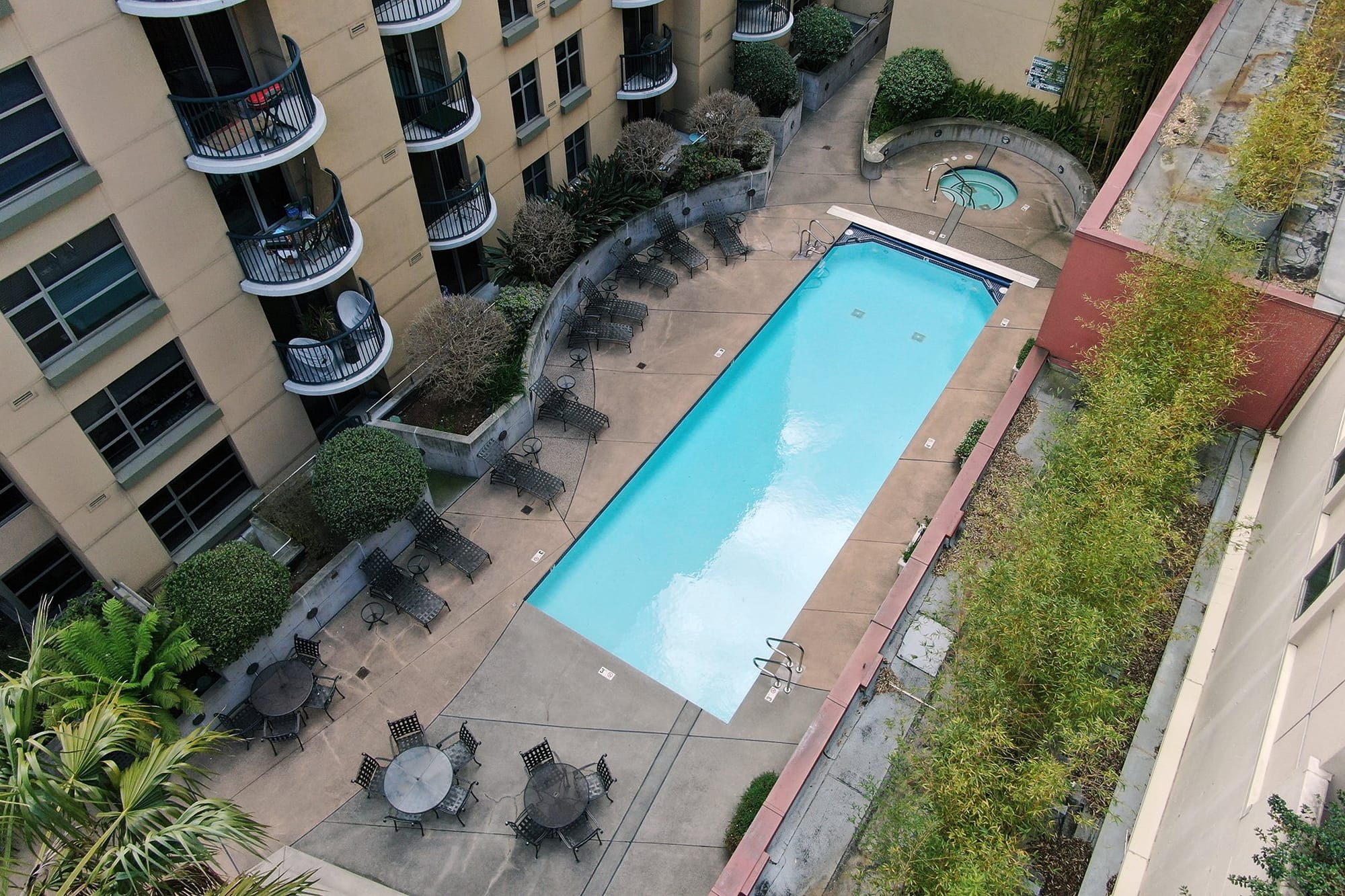 The Pacific Place pool and spa seen from above
